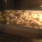 ovenschotel met peer en camembert in de oven